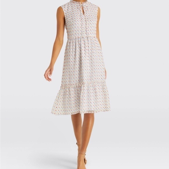 Draper James White Swiss Dot Tiered Dress Size 10 - Picture 2 of 13